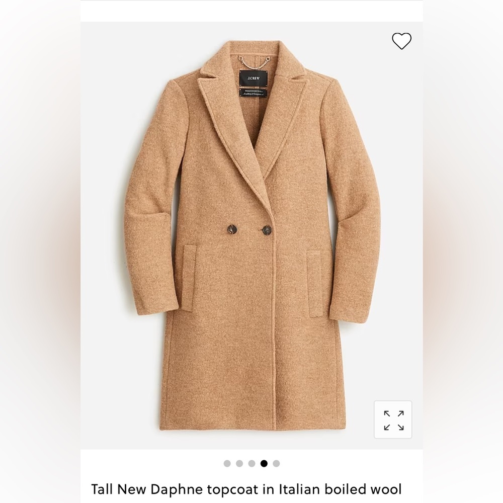 NWT J. Crew women’s Daphne topcoat in camel